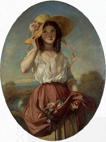 Camille Roqueplan Girl with flowers